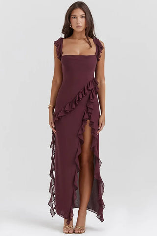 Flouncy Ruffled Midi Dress