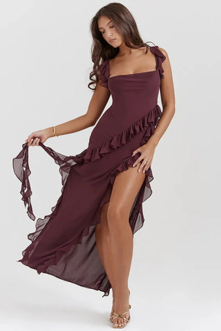 Flouncy Ruffled Midi Dress