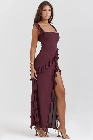 Flouncy Ruffled Midi Dress
