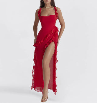 Flouncy Ruffled Midi Dress