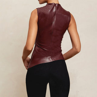 Sculpted Faux Leather Sleeveless Top
