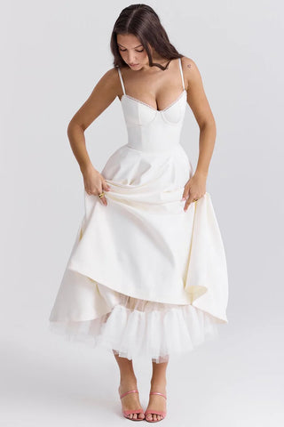Sculpted Bodice Midi Dress