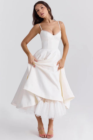 Sculpted Bodice Midi Dress