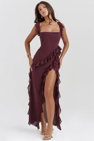 Flouncy Ruffled Midi Dress