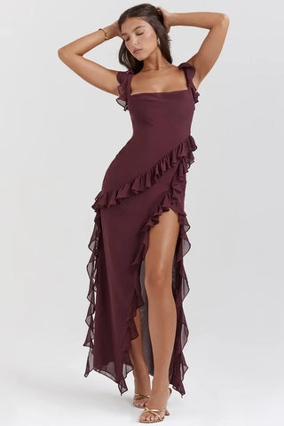 Flouncy Ruffled Midi Dress