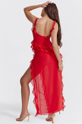 Flouncy Ruffled Midi Dress
